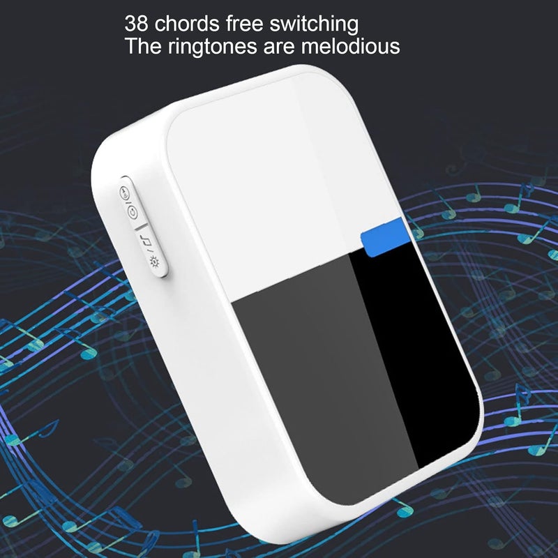 woobles Wireless Doorbell Self Generating Battery Free Electronic Doorbell IP44 Waterproof 38 Melodies Strong Signal Penetration for Home Apartment(#2) - Image 3